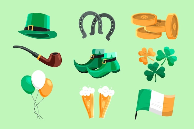 Creatieve getekende st. patrick's day elementen pack