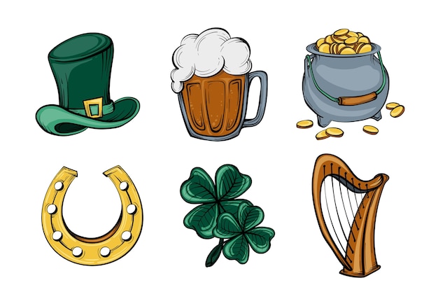 Gratis vector creatieve getekende st. patrick's day-elementen