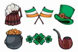 Gratis vector creatieve getekende st. patrick's day-elementen