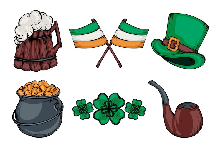 Gratis Vector creatieve getekende st. patrick's day-elementen