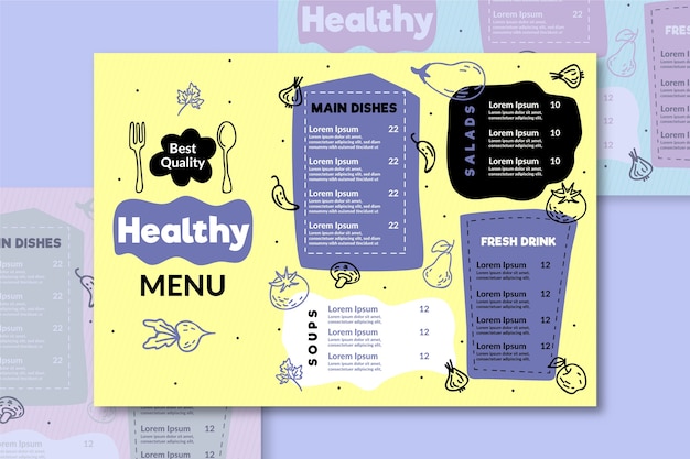 Creatieve gezonde voeding restaurant menu