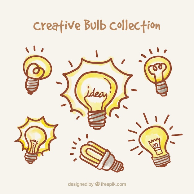 Gratis vector creatieve gloeilampen collectie