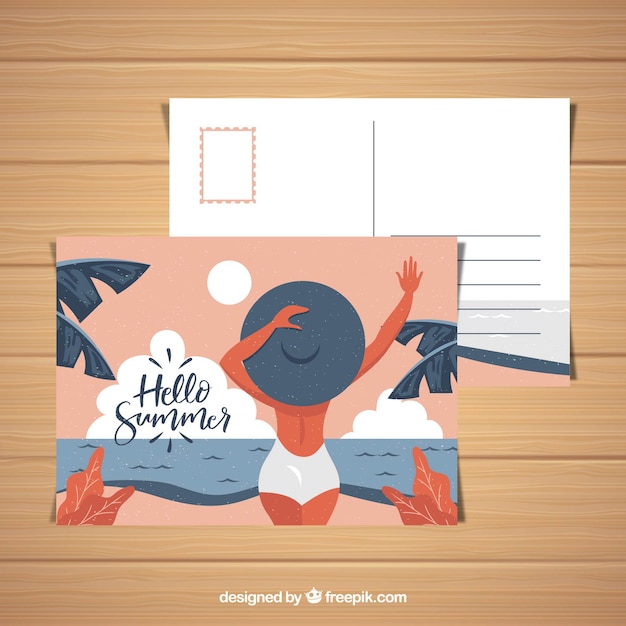 Gratis vector creatieve hand getrokken zomer briefkaartsjabloon