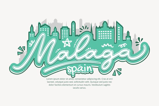 Creatieve handgetekende skyline van Malaga