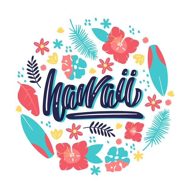 Creatieve hawaii stad belettering