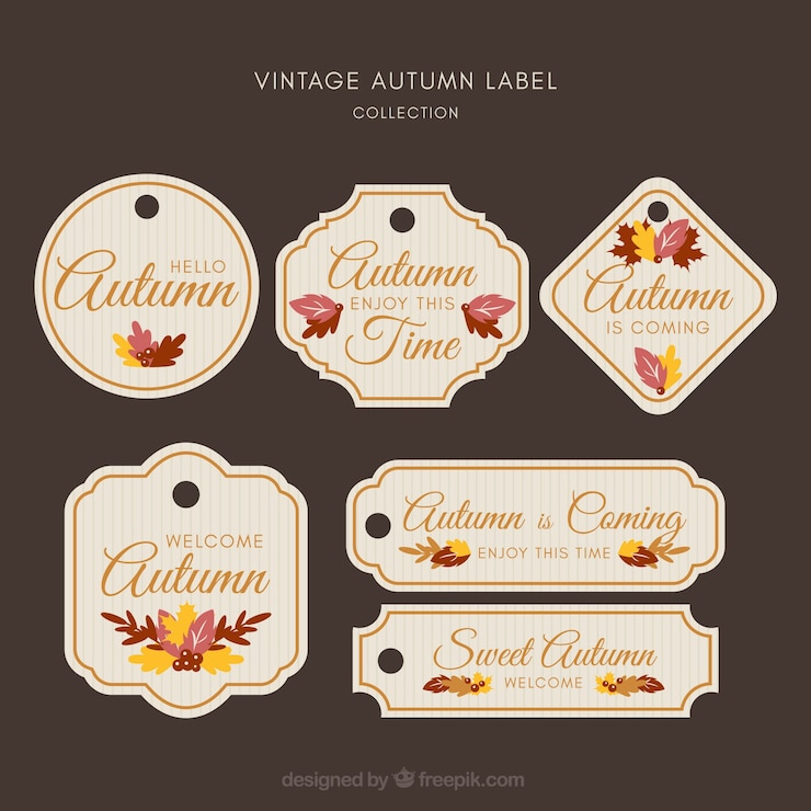 Gratis Vector creatieve herfstlabelcollectie