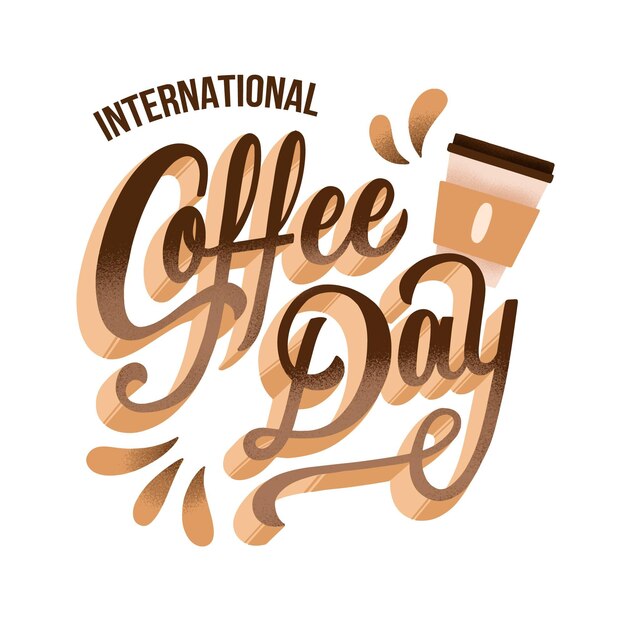 Creatieve internationale dag van koffie belettering