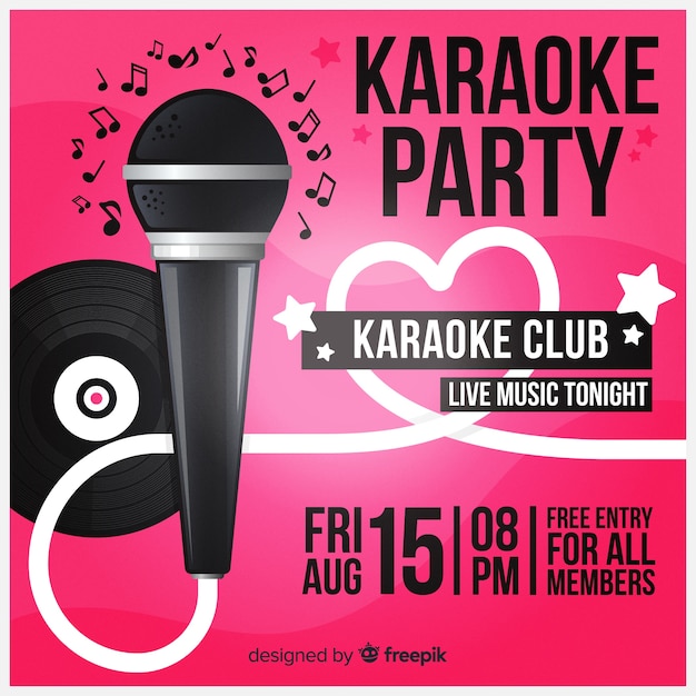 Gratis vector creatieve karaoke partij sjabloon voor spandoek