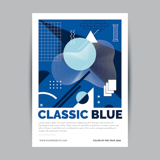 Gratis vector creatieve klassieke blauwe vormen poster sjabloon