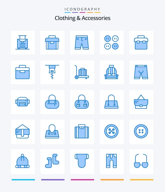 Gratis vector creatieve kledingaccessoires 25 blue icon pack zoals lunchbox-box kledingknopen aankleden