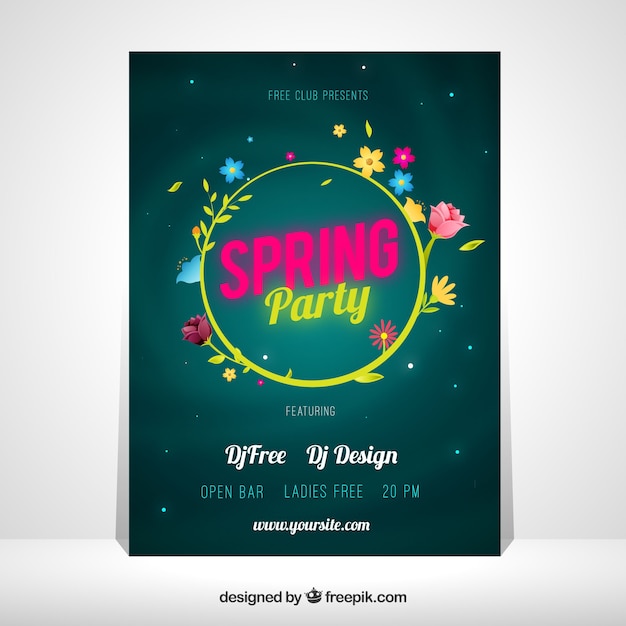 Gratis vector creatieve lente partij voorbladsjabloon