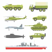 Gratis vector creatieve militaire techniekcollectie