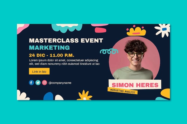 Creatieve moderne masterclass evenement twitter post