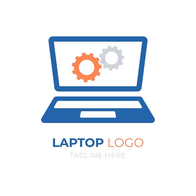 Creatieve platte laptop logo-ontwerpsjabloon