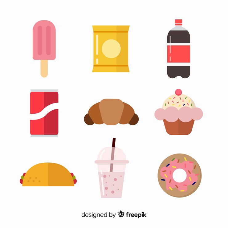Gratis Vector creatieve snackcollectie