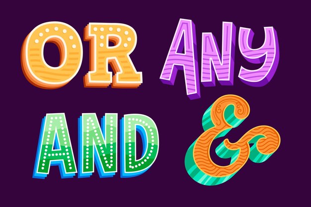 Creatieve steekwoorden belettering collectie