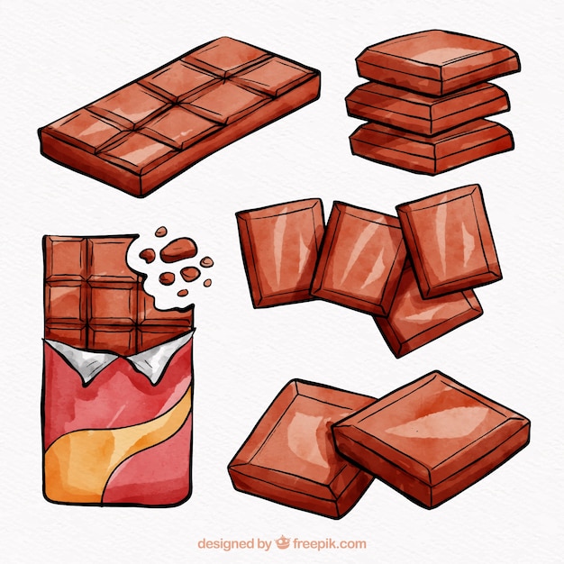 Gratis vector creatieve verzameling van hand getrokken chocoladerepen