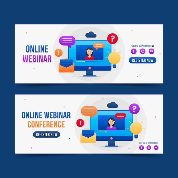 Gratis vector creatieve webinar-bannercollectie