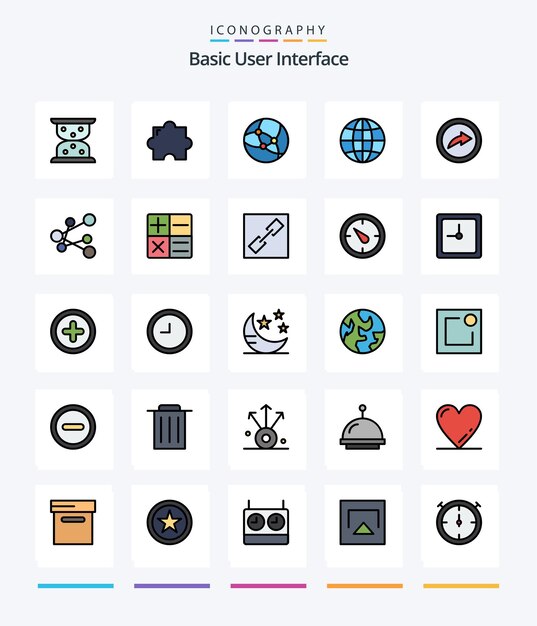 Creative Basic 25 Line Filled icon pack Zoals export van kettingcalculator webshare