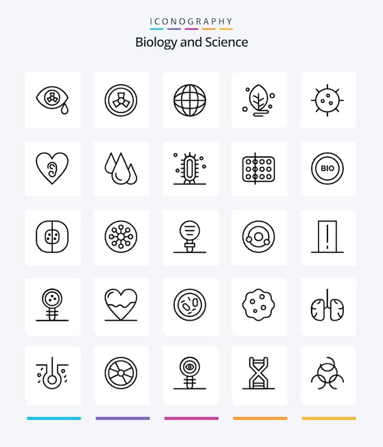 Creative biology 25 outline icon pack zoals oorexperiment biologie chemie bacteriën