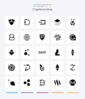 Gratis vector creative cryptocurrency 25 glyph solid black icon pack zoals stratis crypto valuta crypto crypto dash