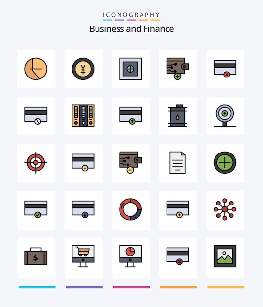 Gratis vector creative finance 25 line filled icon pack zoals zakelijke betalingen geld geld portemonnee