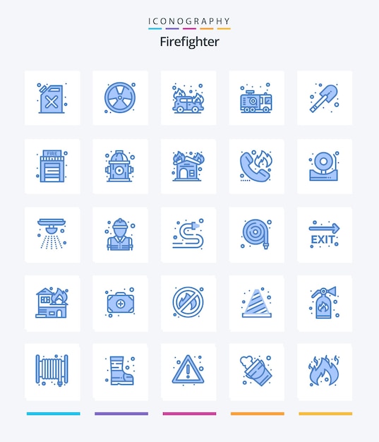 Gratis vector creative firefighter 25 blue icon pack zoals brandweerman brandweerman auto brandweerman noodgeval