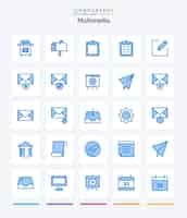 Gratis vector creative multimedia 25 blue icon pack zoals schrijf mailtaken star mail