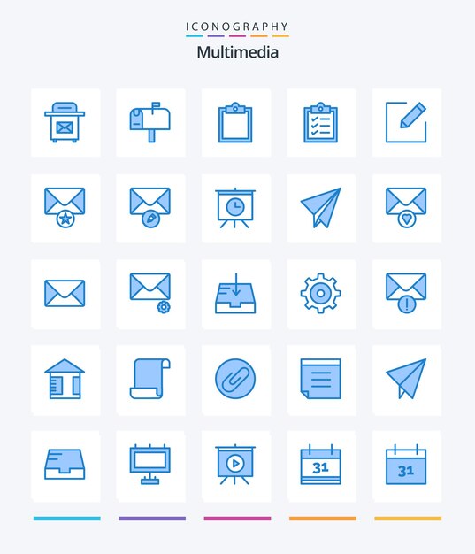 Creative Multimedia 25 Blue icon pack Zoals schrijf mailtaken star mail