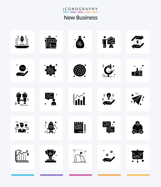Creative New Business 25 Glyph Solid Black icon pack Zoals inspanningen zakelijk geld pijl geld