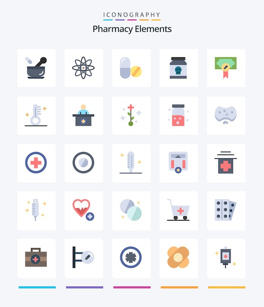 Creative pharmacy elements 25 flat icon pack zoals ziekenhuis giftige medische schedel medisch