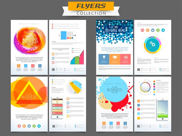 Creative professionele flyers collectie met abstract ontwerp en de infographic elementen