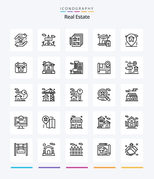 Gratis vector creative real estate 25 outline icon pack zoals document huis te huur huis