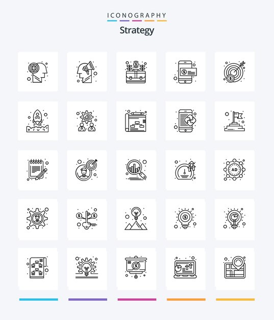 Creative Strategy 25 OutLine icon pack Zoals geld dollar zak munt groeien