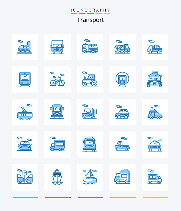 Gratis Vector creative transport 25 blue icon pack zoals fietstransport quad transporttransport