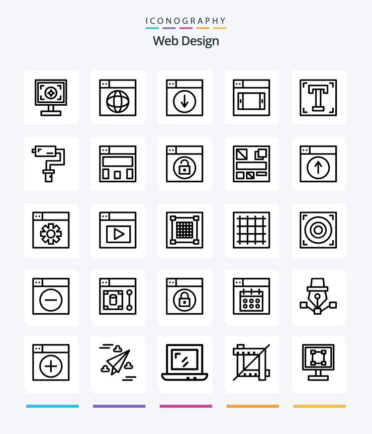 Creative Web Design 25 OutLine icon pack Zoals designer design world web down