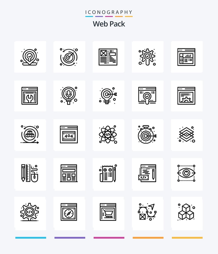 Gratis Vector creative web pack 25 outline icon pack zoals webontwikkeling, grafisch ontwerp, ontwerpuitrusting