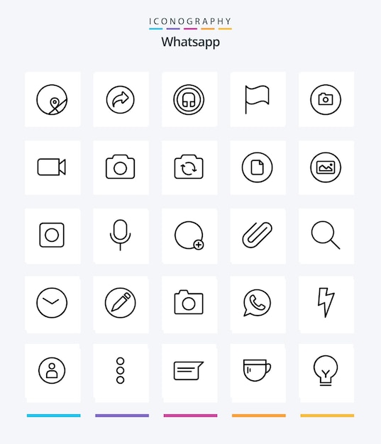 Gratis vector creative whatsapp 25 outline icon pack zoals basic camera oortelefoon ui basic
