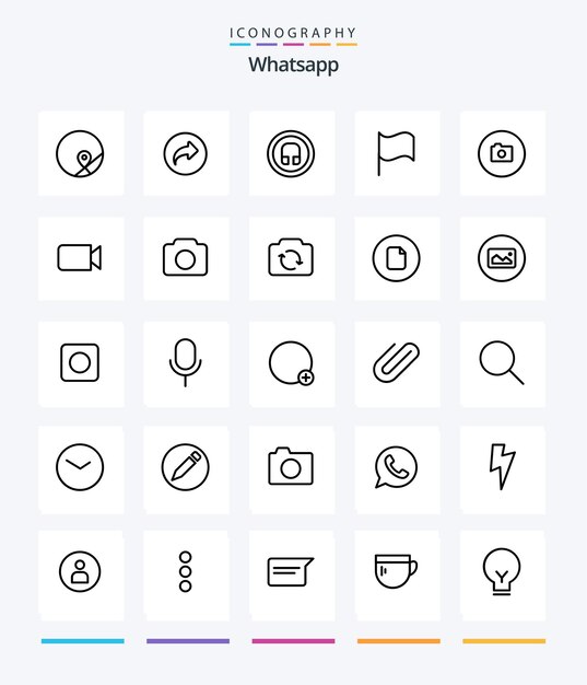 Creative Whatsapp 25 OutLine icon pack Zoals basic camera oortelefoon ui basic