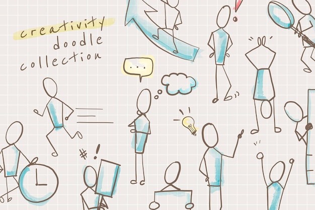 Creativiteit doodle karakters