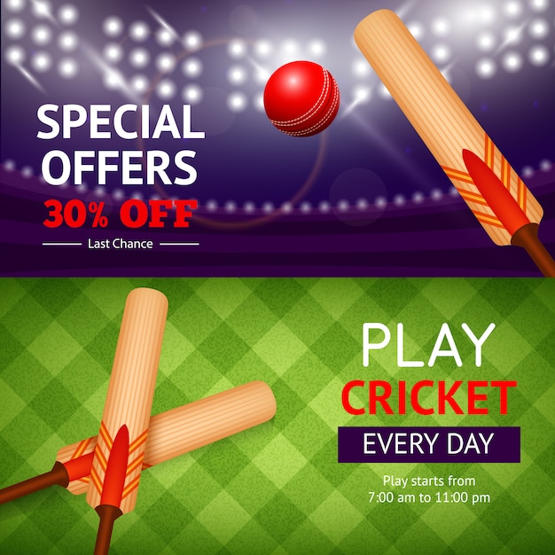 Gratis vector cricket banner set