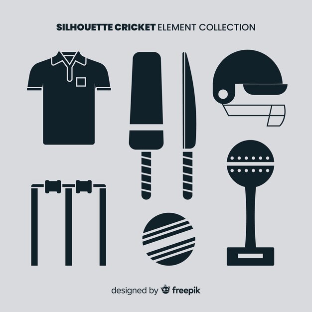 Cricket elementen silhouet collectie