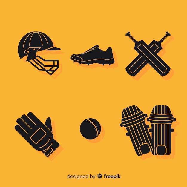 Gratis vector cricket elementen silhouet collectie