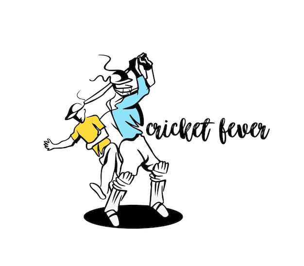 Cricket Fever Freehand Sketch Grafisch ontwerp Vectorillustratie