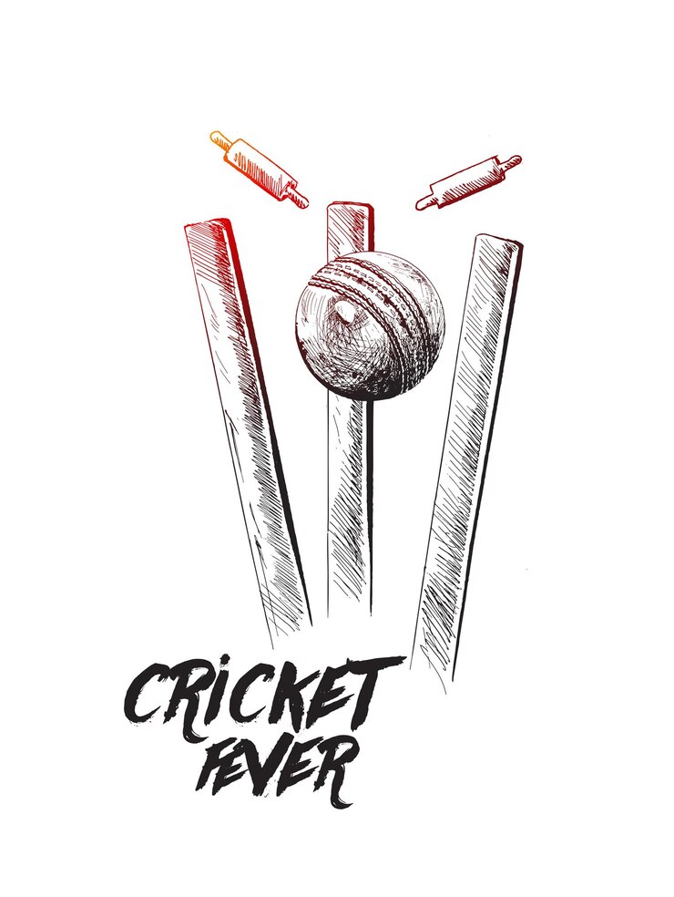 Gratis Vector cricket fever freehand sketch grafisch ontwerp vectorillustratie