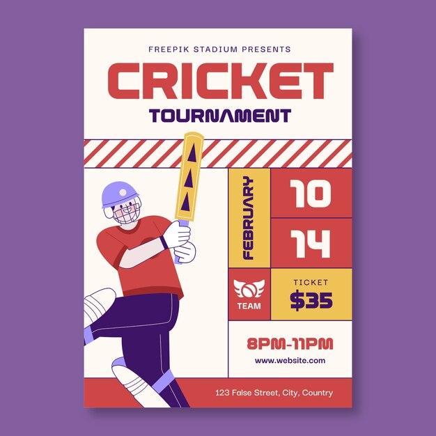 Cricket poster sjabloonontwerp