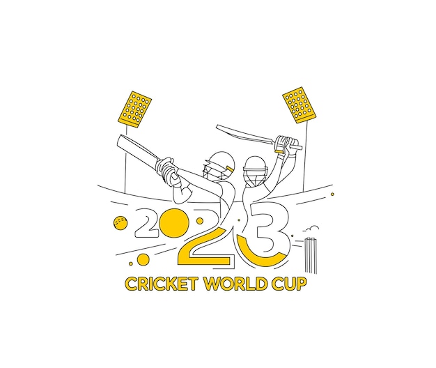 Gratis vector cricket world cup 2023 batsman en bowler spelen cricketkampioenschap achtergrond