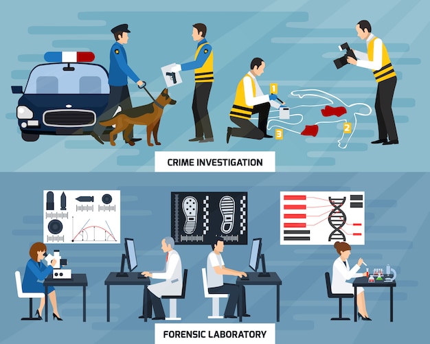 Gratis vector crime investigation flat banners