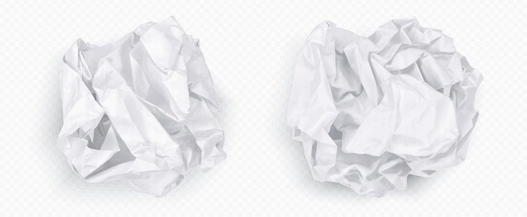 Gratis Vector crinkle papier bal wit 3d crinkle prullenbak vector