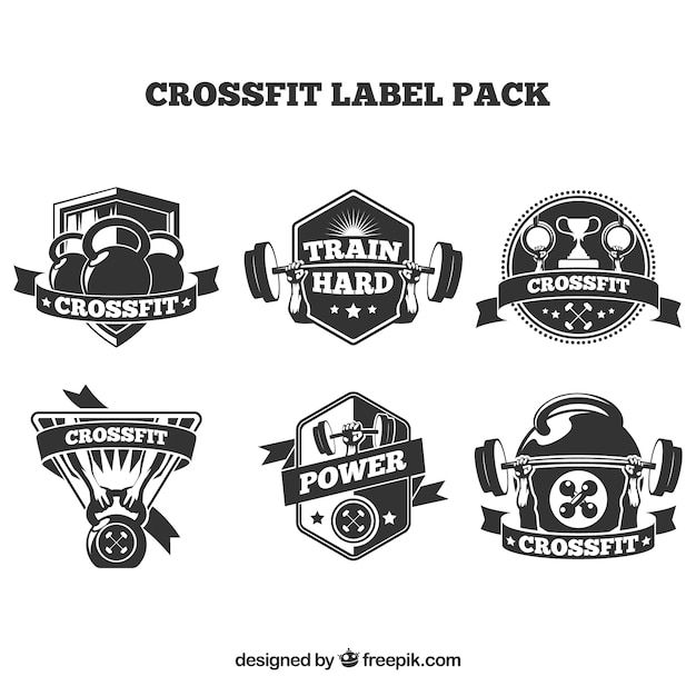 Gratis vector crossfit badge collectie